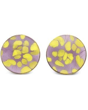 Dries Van Noten Handmade Painted Earrings - Yellow