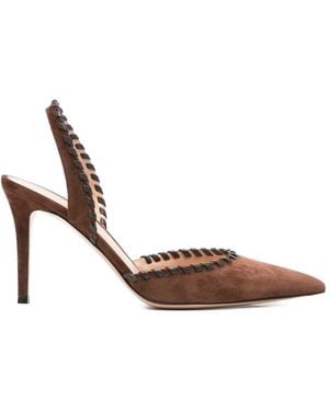 Gianvito Rossi Zaira Braided Leather Court Shoes - Brown