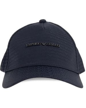 Emporio Armani Logo-Plaque Baseball Cap - Blue