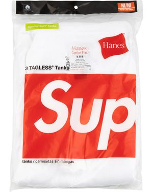 Supreme Hanes Three-Pack Tank Tops - Red