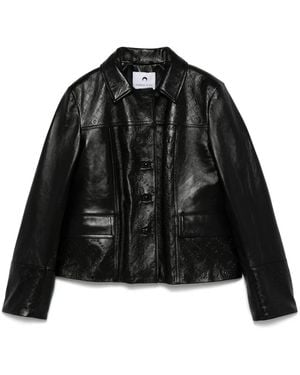 Marine Serre Moonogram-Embossed Leather Jacket - Black