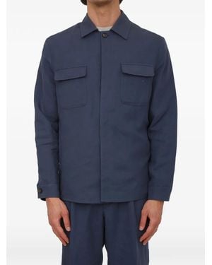 Eleventy Flap-Pocket Shirt Jacket - Blue