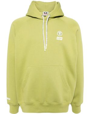 Aape By A Bathing Ape Logo Patched Cotton Hoodie - Yellow