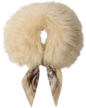 Burberry Shearling-Collar Trim Scarf - Natural