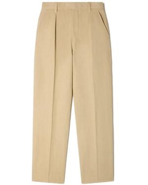 Sandro Wide Pleated Cotton-Linen Trousers - Natural