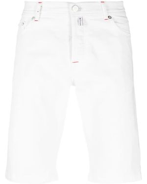 Kiton Logo-Patch Denim Shorts - White