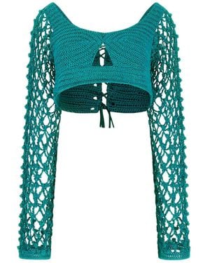 Guess Crocheted Crop Top - Green