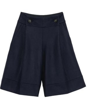 Erika Cavallini Semi Couture Short Ample Boutonné - Blue
