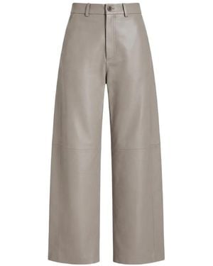 Alysi Wide-Leg Leather Pants - Grey