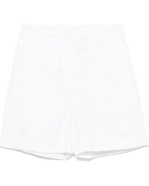 BOSS Floral-Lace Shorts - White