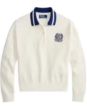 Polo Ralph Lauren Waffle-Knit Embroidered Jumper - White