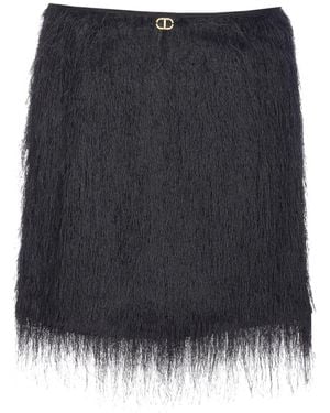Twinset Fringed Mini Skirt - Black