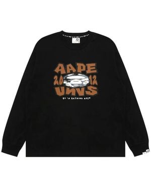 Aape By A Bathing Ape Crew-Neck Long-Sleeve Sweatshirt - Black