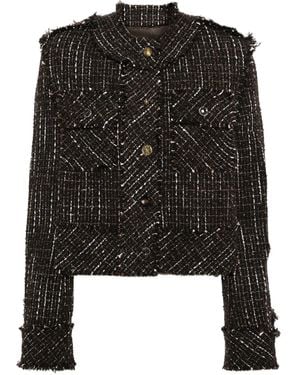 JNBY Crystal Embellishment Tweed Jacket - Black