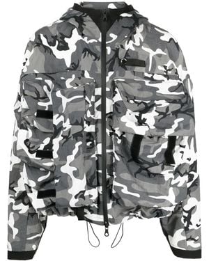 Mostly Heard Rarely Seen Camouflage-Print Logo-Embroidered Jacket - Grey