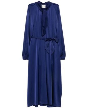 forte_forte Tie-Neck Belted Midi Dress - Blue