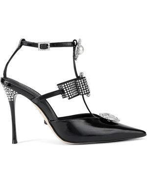 Kurt Geiger Bow Point Gladiator Embellished Court Shoes - Black