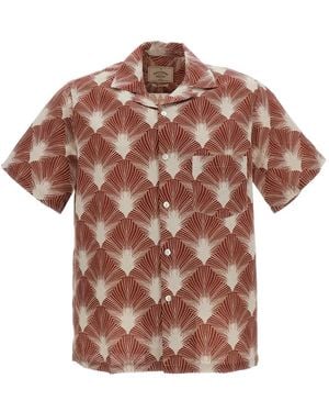 Portuguese Flannel Feather Print Revere Shirt - Brown