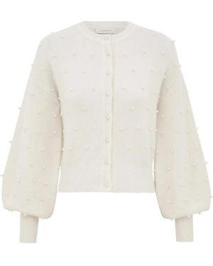 Zimmermann Pearl-Embellished Cardigan - White
