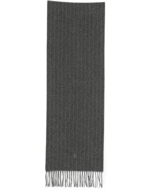 Polo Ralph Lauren Pinstripe-Pattern Wool Scarf - Gray