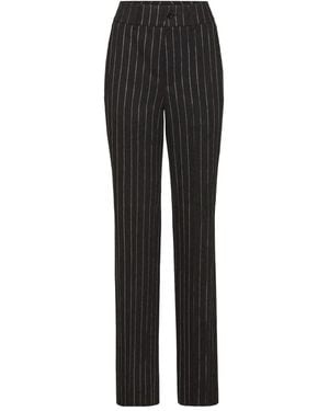 Philipp Plein Pinstriped Trousers - Black