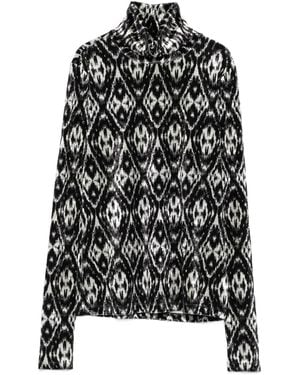 Pierre Louis Mascia Ikat-pattern Turtleneck Top - Black