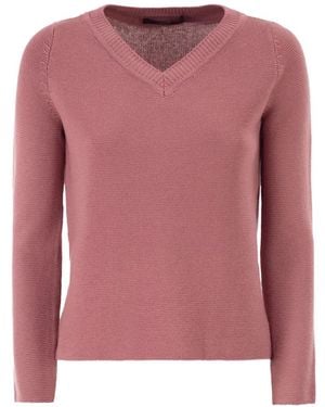 Weekend by Maxmara Wkdago V-Neck Cotton Jumper - Pink