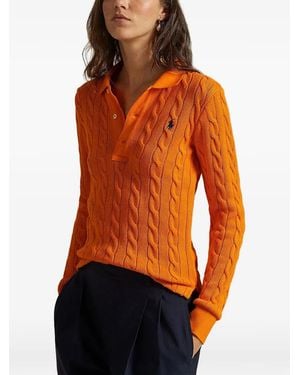 Polo Ralph Lauren Cable-Knit Polo Jumper - Orange