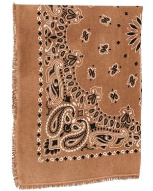 Kujten Écharpe Frangée Hachiko Bico À Motif Cachemire - Marron