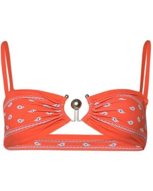Christopher Esber Ruched Orbit Bandeau Bikini Top - Red