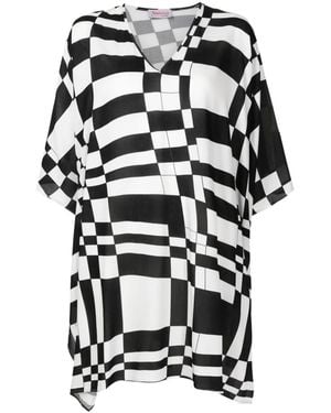Amir Slama Geometric-Print Wide-Sleeved Blouse - Black