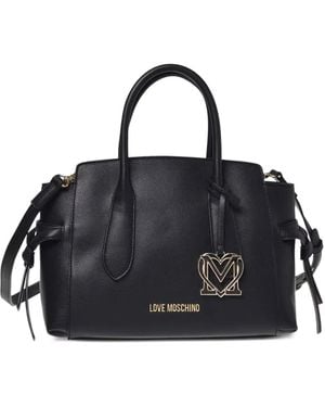 Love Moschino Logo-Plaque Tote Bag - Black