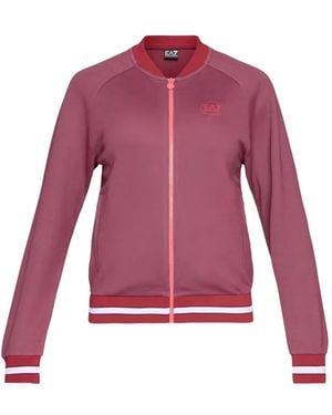 EA7 Logo-Print Zip-Up Track Jacket - Purple