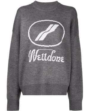 we11done Pullover Mit Logo - Grau