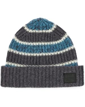 Paul Smith Striped-Pattern Beanie Hat - Blue