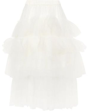 Simone Rocha Ruffled Tiered Tulle Skirt - Women's - Acetate/polyamide/silk/acetatecupronylon - White
