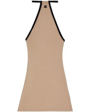 Courreges Mini Dry Logo-Embroidered Minidress - Natural