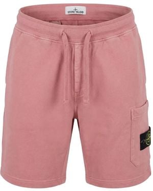 Stone Island Organic Cotton Fleece Shorts - Pink