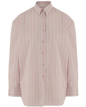 Frankie Shop Striped Curved-Hem Shirt - Pink