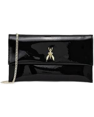 Patrizia Pepe Essential Logo-Hardware Chain Clutch - Black