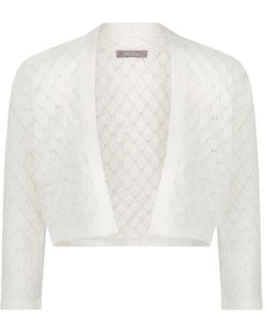 Lela Rose Open-Front Knit Bolero - White