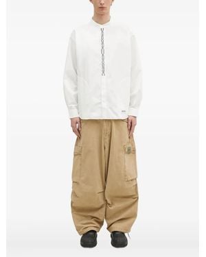 Neighborhood Embroidered Mandarin-Collar Shirt - White