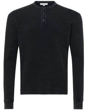 JW Anderson Henley-T-Shirt Aus Waffelstrick - Schwarz