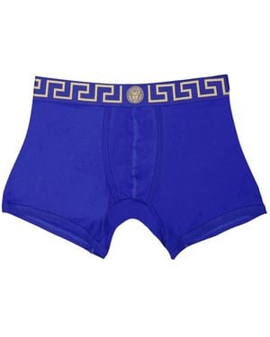 Versace Cotton-Jersey Long Trunks - Blue
