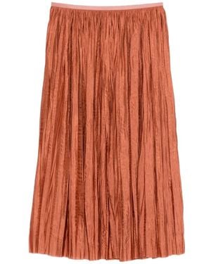 Roberto Collina Falda Midi Plisada - Naranja