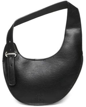 Calvin Klein Logo-Embossed Crescent Shoulder Bag - Black