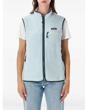 Patagonia Retro Pile Logo-Patch Sleeveless Vest - Blue