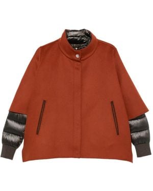 Moorer High-Neck Cape Jacket - Orange