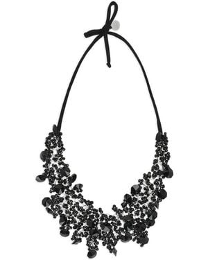 Maria Calderara Crystals Tie Necklace - Black