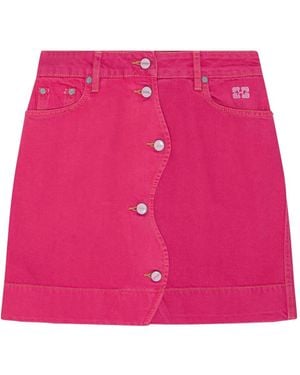 Ganni Geknöpfter Jeansrock - Pink